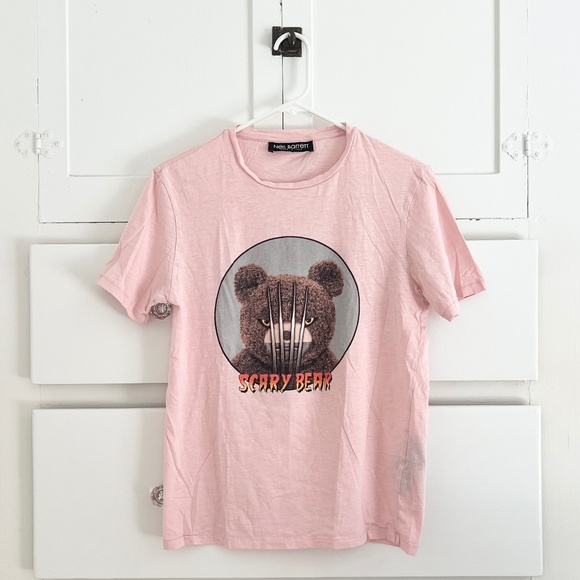 Neil Barrett Scary Bear Tee Shirt in Pink Size Small - Picture 1 of 5